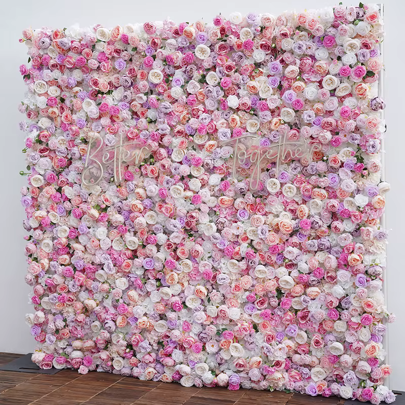 Pivoine Rose de luxe, mur de fleurs en tissu