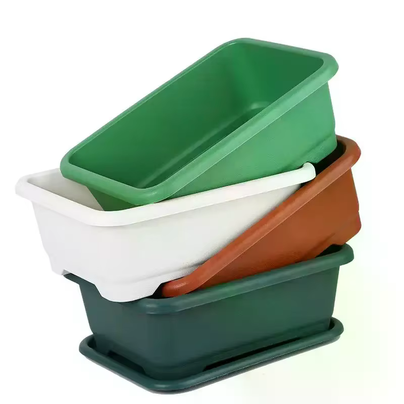 Jardinière rectangulaire incassable et résistante aux chocs avec trous de drainage