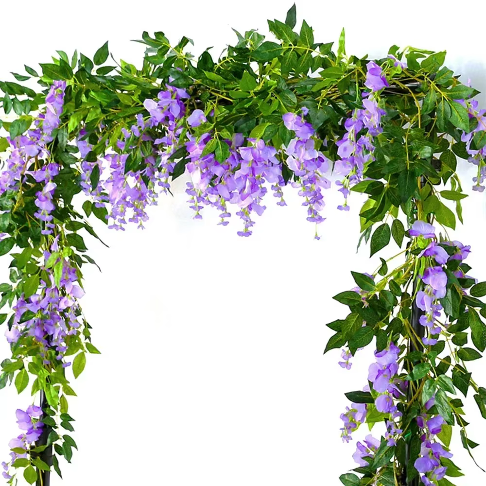 Guirlande de fleurs de glycine artificielles luxueuses