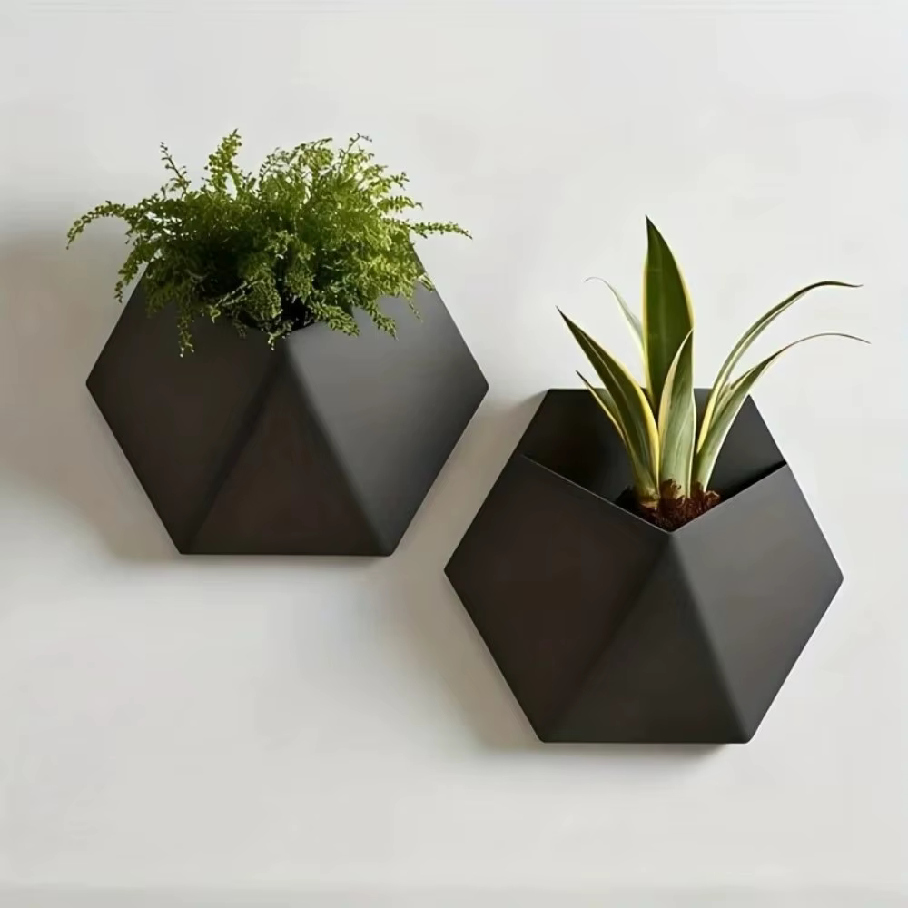 Pot de fleurs mural hexagonal avec trous de fixation