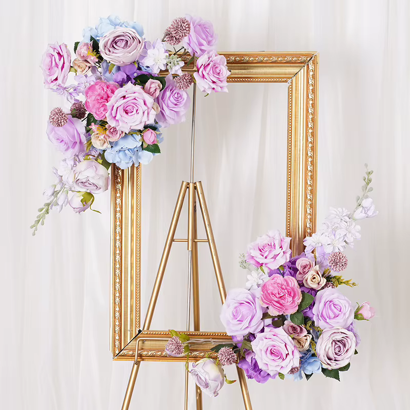 H7792 luxe 5D violet Rose orchidée Delphinium fleur rangée mariage toile de fond arc Arrangement Table pièce maîtresse bienvenue signe décor