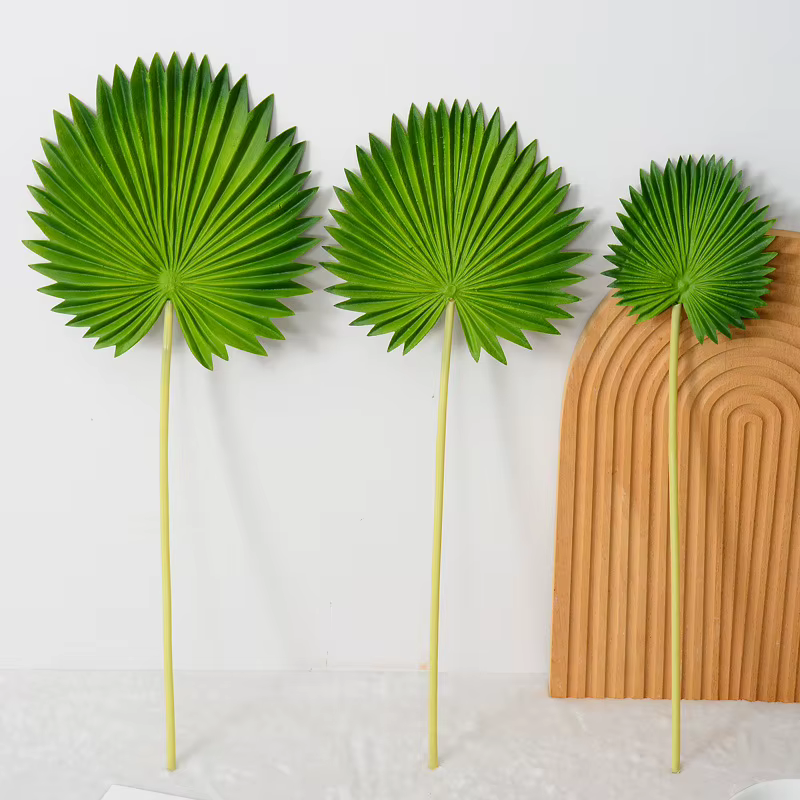 Lot de 3 feuilles de palmier artificielles vertes en PU
