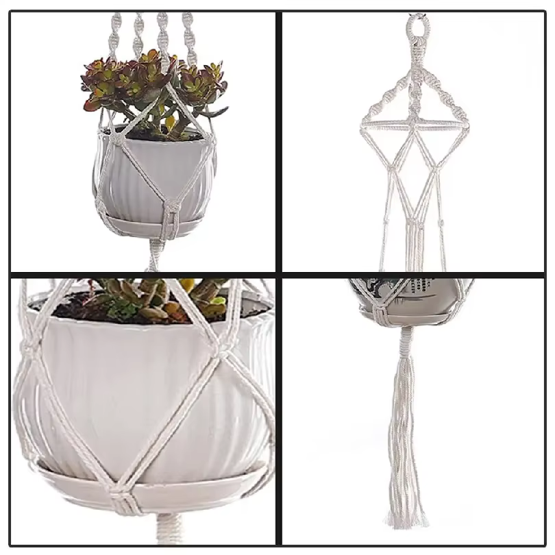 Support de plante en macramé fait main