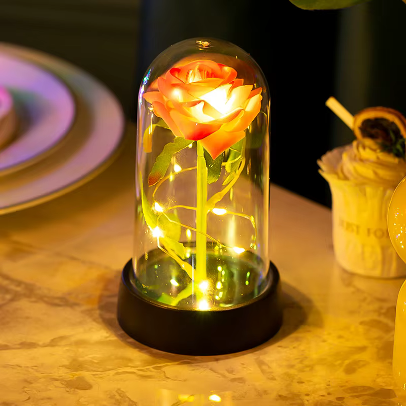 Mariage Led galaxie Rose fleur éternelle avec lumières en dôme pour toujours
