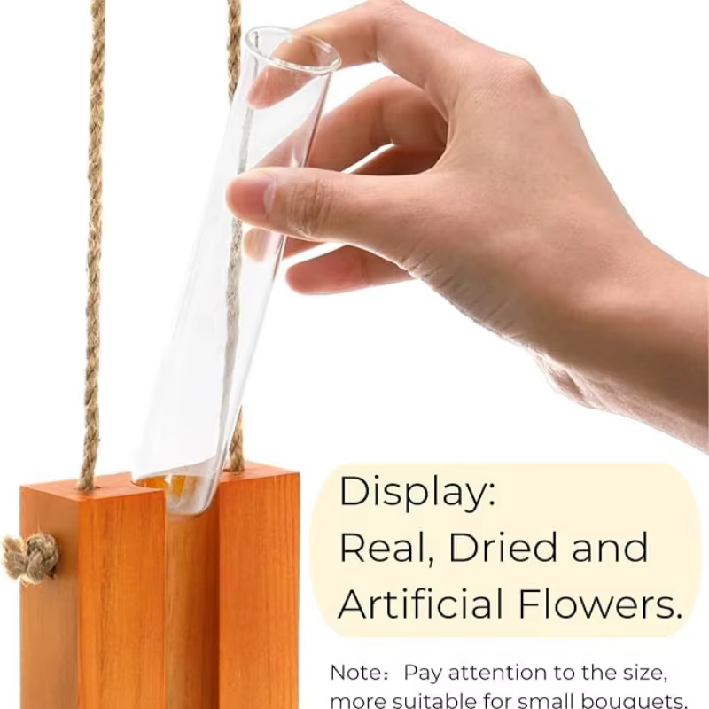Vase à fleurs en bois avec support en bois