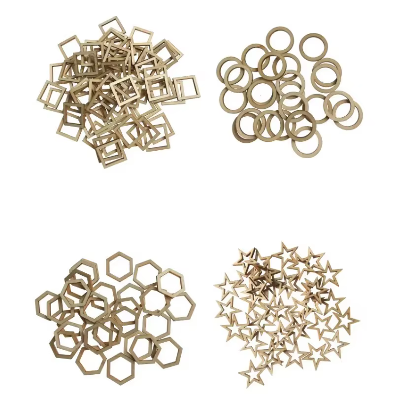 100 pièces artisanat en bois fleur feuille coeur forme suspendus ornements pour la maison fête Table décoration