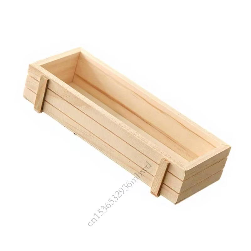 K43D Pot fleur en bois naturel durable avec trous flux d'air idéal pour les herbes cacti faciles à déplacer décoration