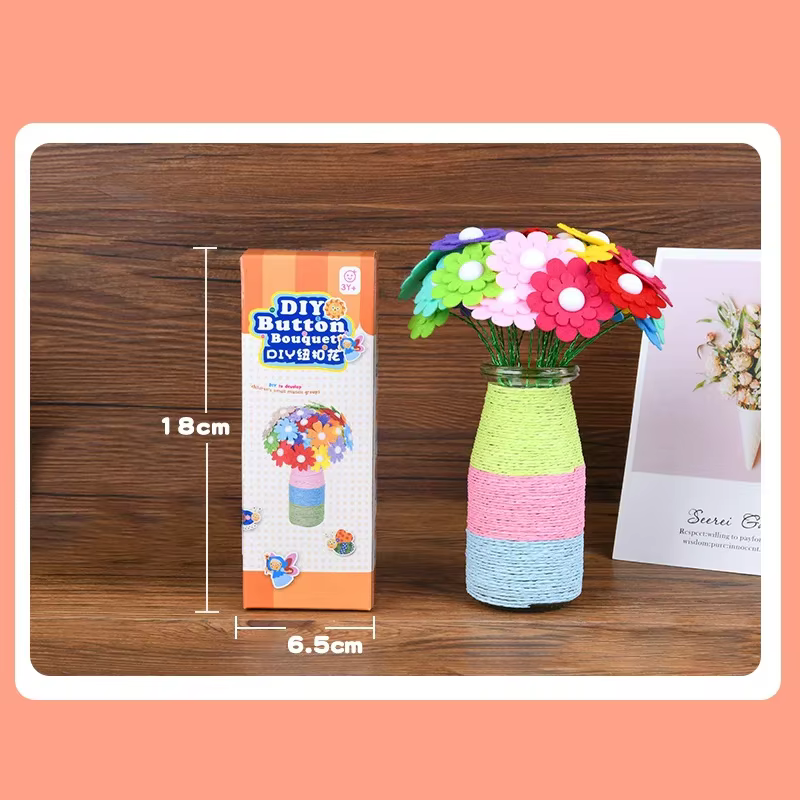 Kit d'artisanat de fleurs avec boutons et vase