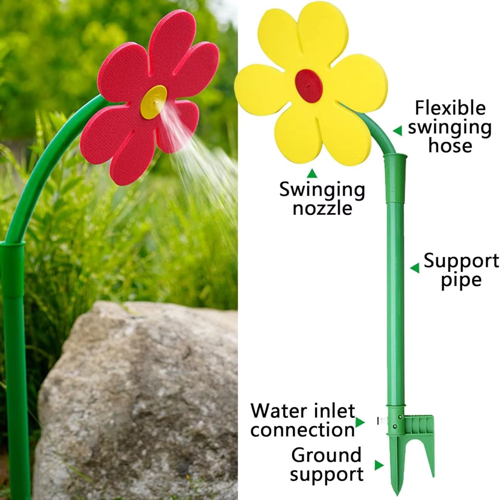 Arroseurs d'eau amusants en forme de tournesol dansant à 360° ° Jouet d'arrosage rotatif et oscillant pour la