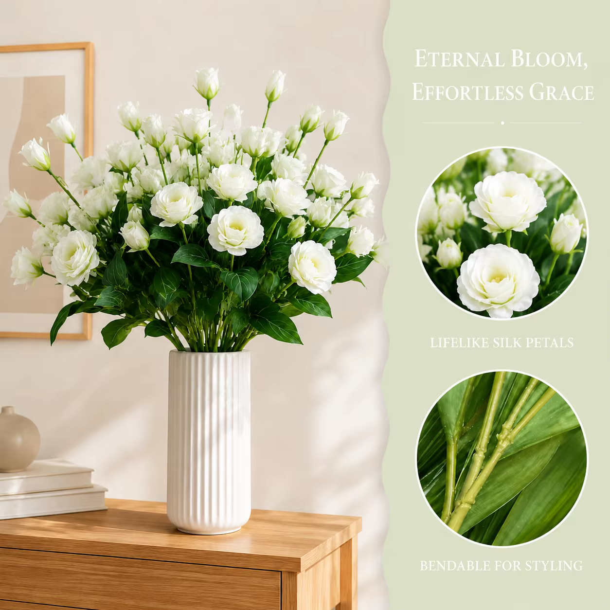 Fleurs artificielles Lisianthus 70cm 4/10 pièces