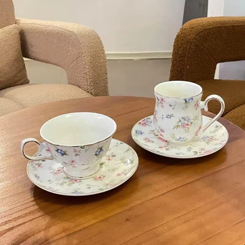 Ensemble de tasses à café en céramique, Vintage anglais cassé, fleur, tasse à thé camélia de l'après-midi, Phnom Penh, tasse de luxe légère en céramique, tasse de cuisine