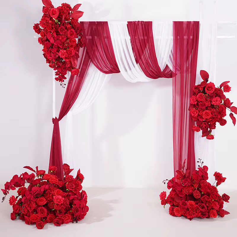 Rose rouge plancher fleur rangée mariage événement Arrangement Floral accessoire fête route plomb décoration fenêtre affichage Photo fournitures H875203