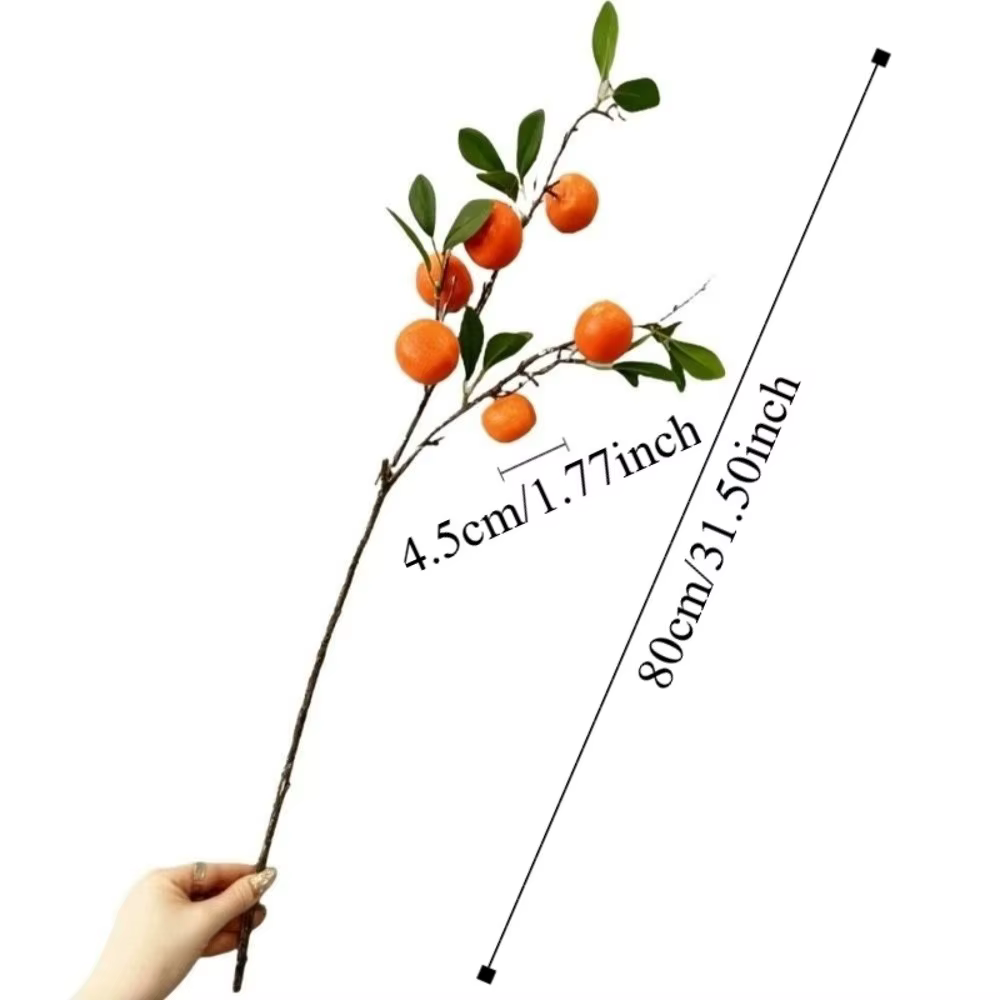 Branche d'Orange Artificielle Feuilles Vertes