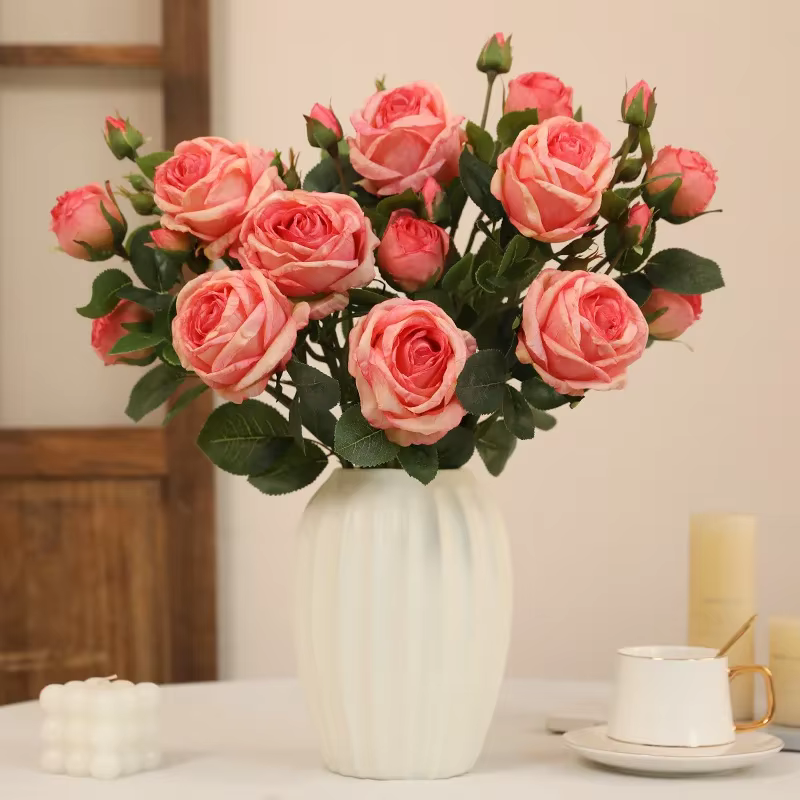 Injtrash-Fleurs artificielles colorées pour la décoration de la maison et de la chambre