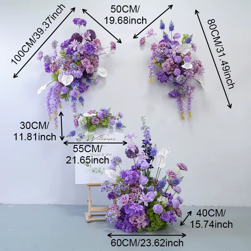 Série violette pivoine Anthurium Rose Arrangement floral accrocher