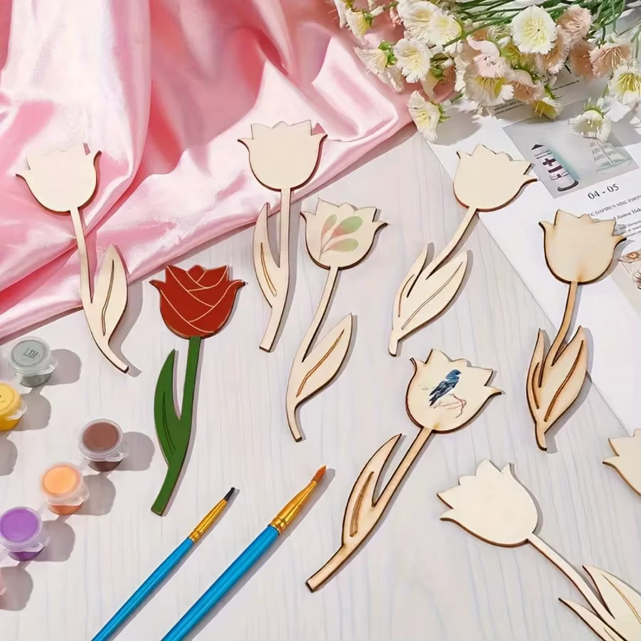 Ensemble de découpeurs de fleurs en papier de bois - Pack de 12/24/30 pièces