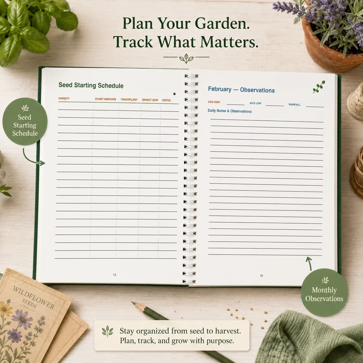 Carnet de Jardinage et Planificateur de Récolte A5 – Agenda