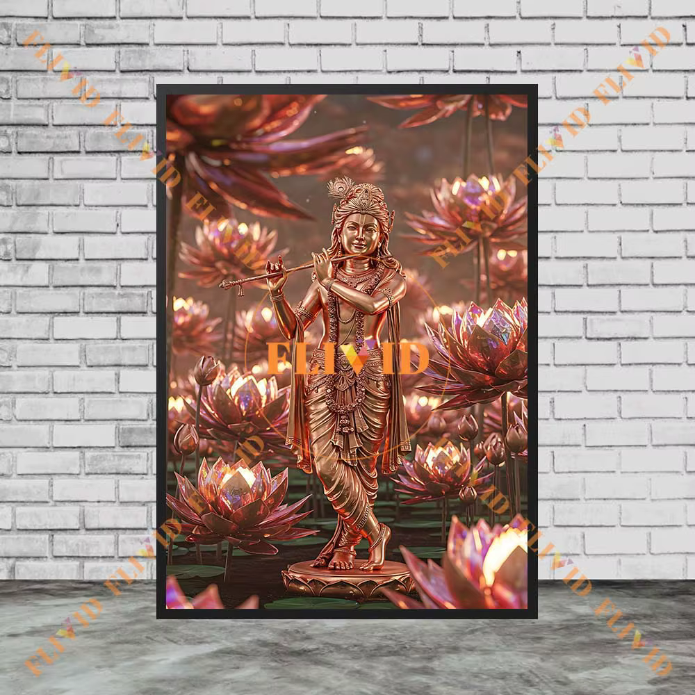 Affiche de fleurs de Lotus de la déesse hindouisme Lakshmi