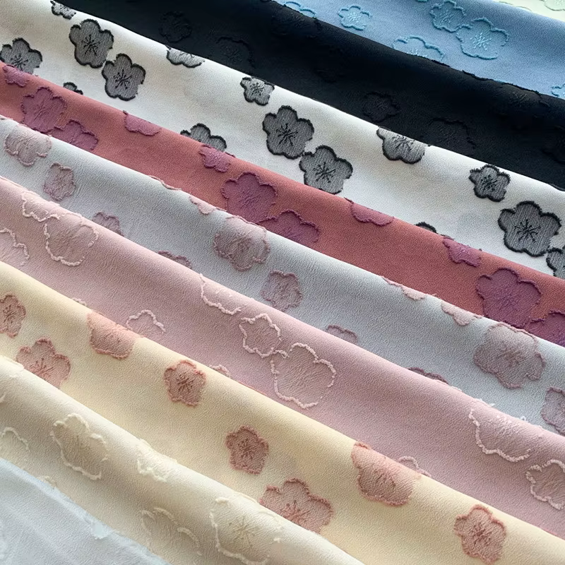 Tissu gaufré en crêpe de mousseline de soie
