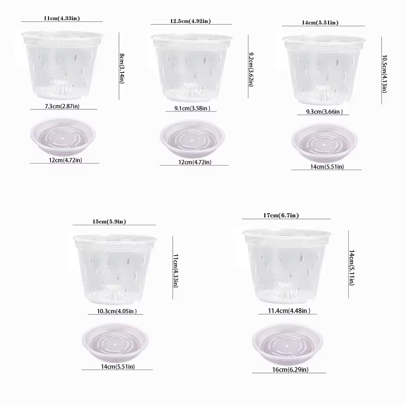 Pot d'orchidée Transparent 4/5/6/7 pouces