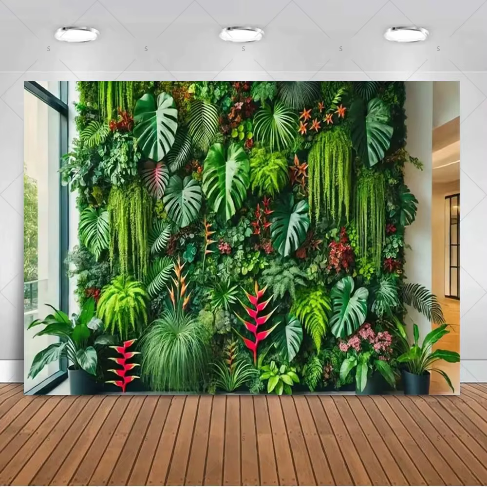 Plante tropicale herbe feuilles vertes photographie toile de fond Jungle feuille de palmier