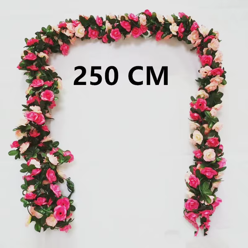 Nouvelle fleur artificielle rotin décoration rose soie guirlande
