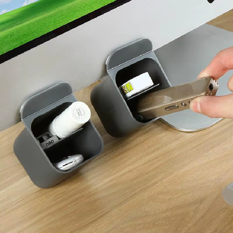 Support de rangement de bureau multifonctionnel pour stylos, boîte de rangement simple pour ordinateur de bureau, tube de rangement pour petits objets autocollant