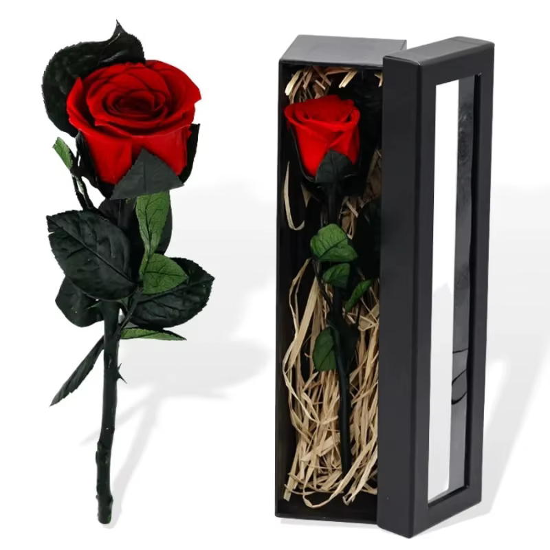 Boîte cadeau de roses à tige unique