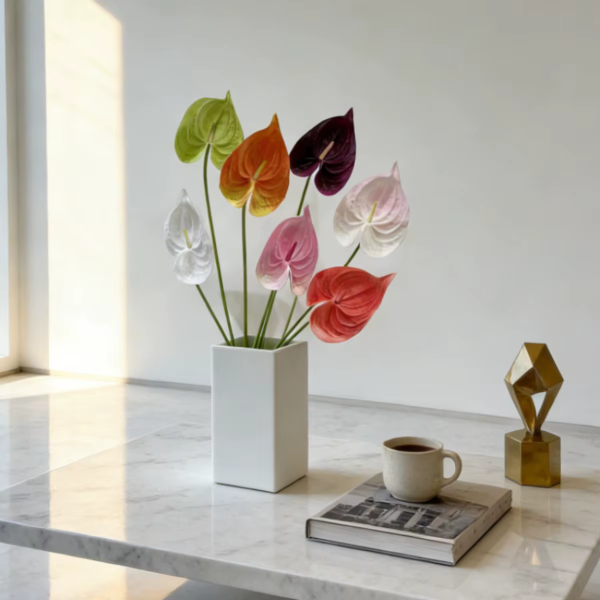 Plante artificielle Anthurium Peace Lily de haute qualité de 22