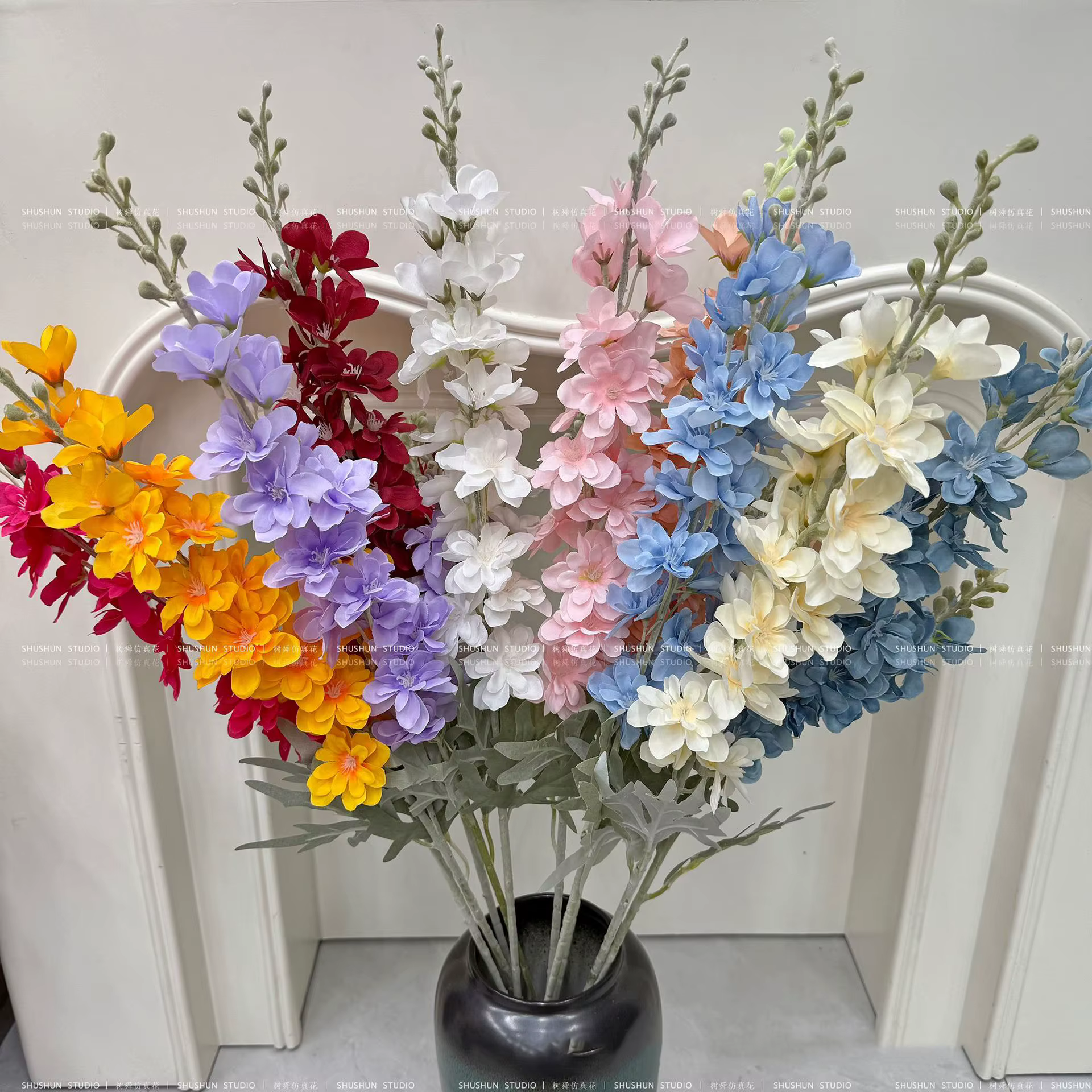 Fleur artificielle de flocage Delphinium à 2 têtes