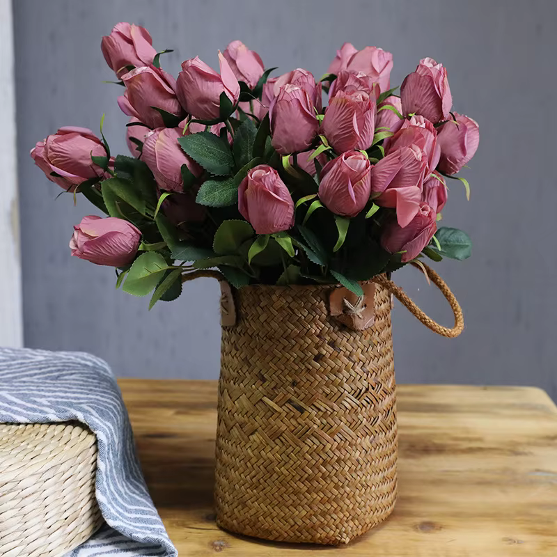 Bouquet de roses artificielles à 9 têtes d'aloès vert