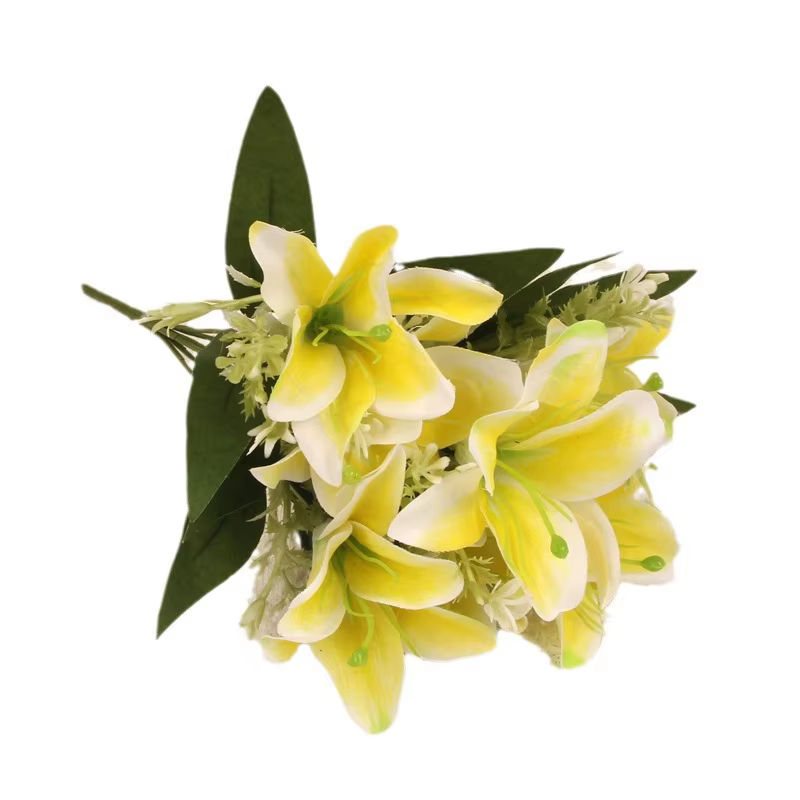 Grand Bouquet de fleurs artificielles en soie de lys de 13.8 pouces