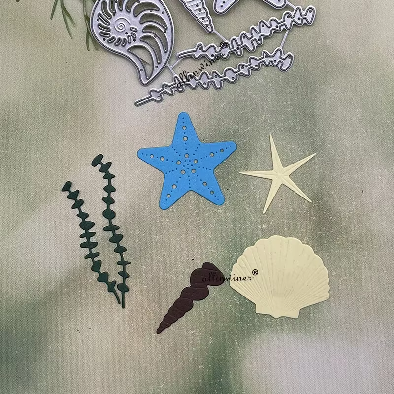Matrices de découpe en métal pour décoration de coquillages marins, pour scrapbooking DIY, cartes en papier, artisanat décoratif, découpe et gaufrage