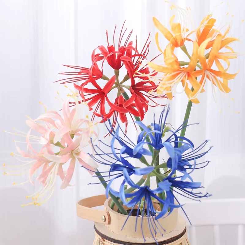 Kahaul 64 cm fleurs artificielles Higanbana branche belle fausse fleur couronne de noël maison Festival fête mariage jardin décor