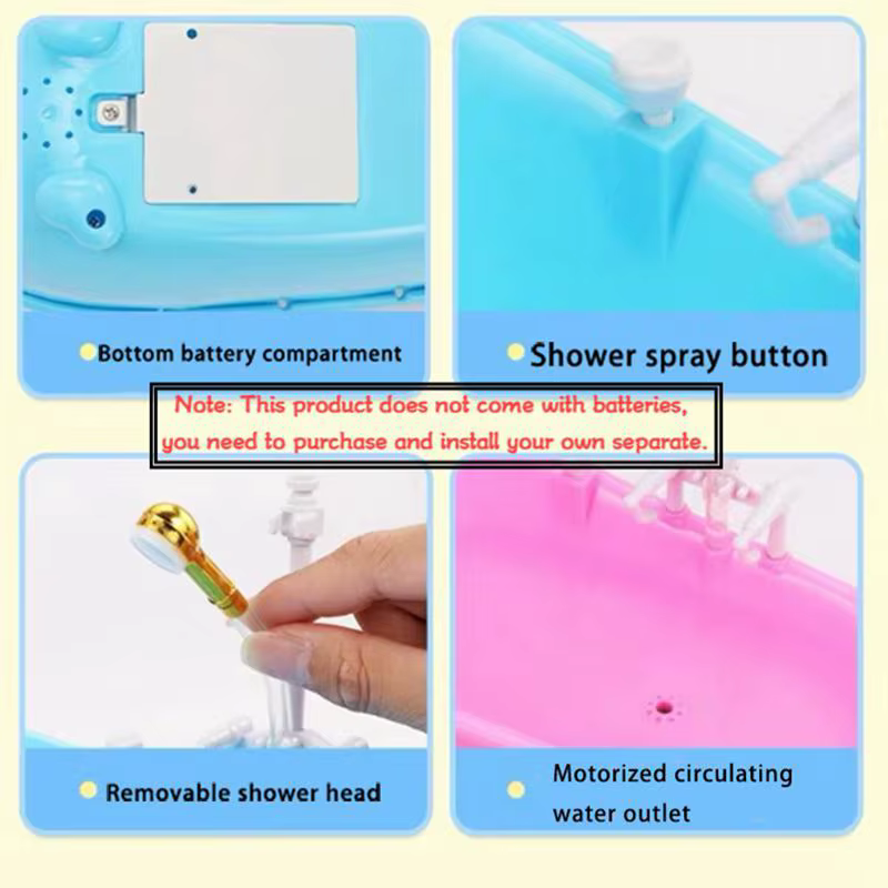 Ensemble de salle de bain pour poupées, meubles miniatures pour maison de poupée, mini baignoire, jouet électrique, jeu de bain, jouet DIY