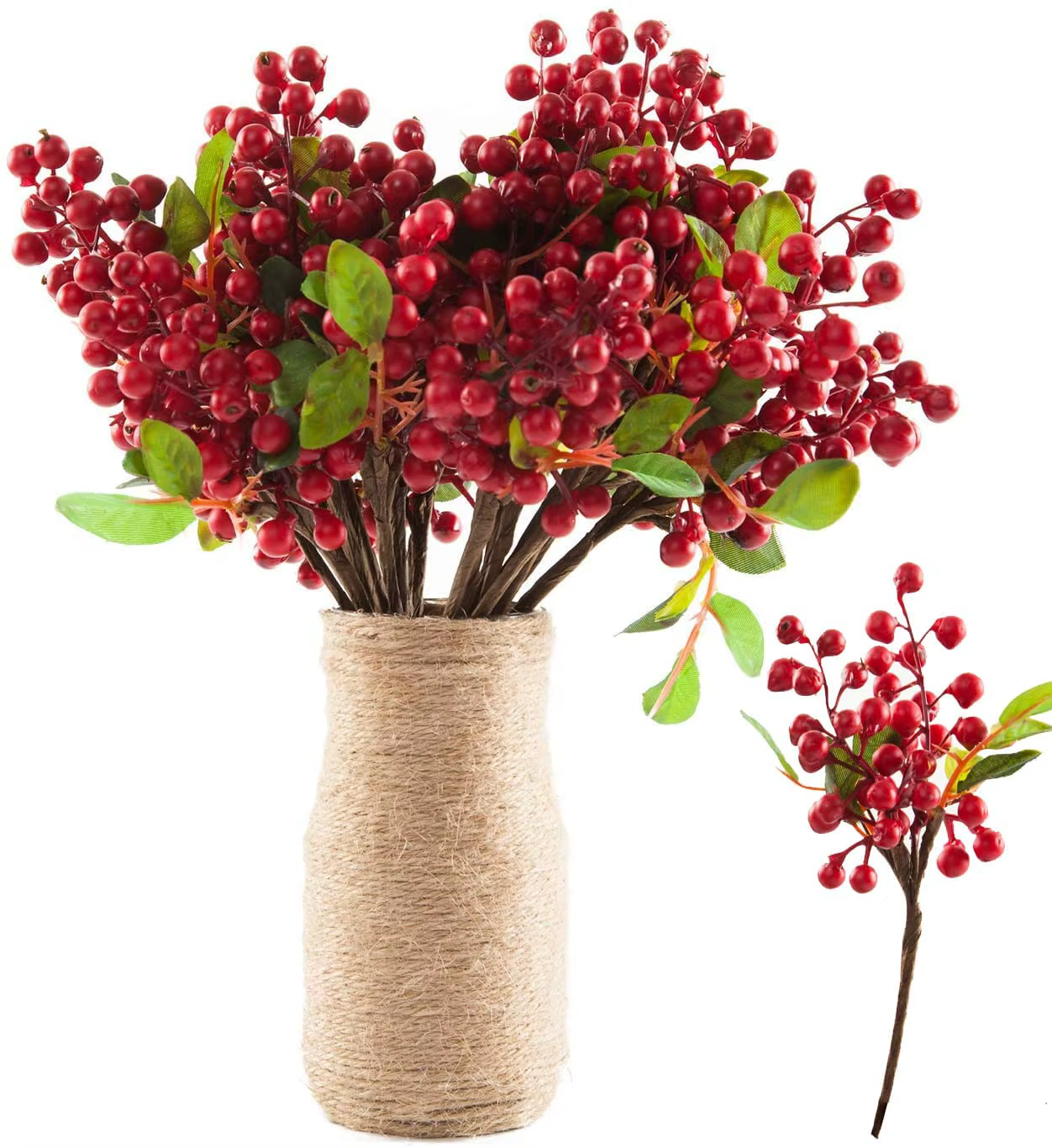 Myrtille artificielle avec feuilles vertes