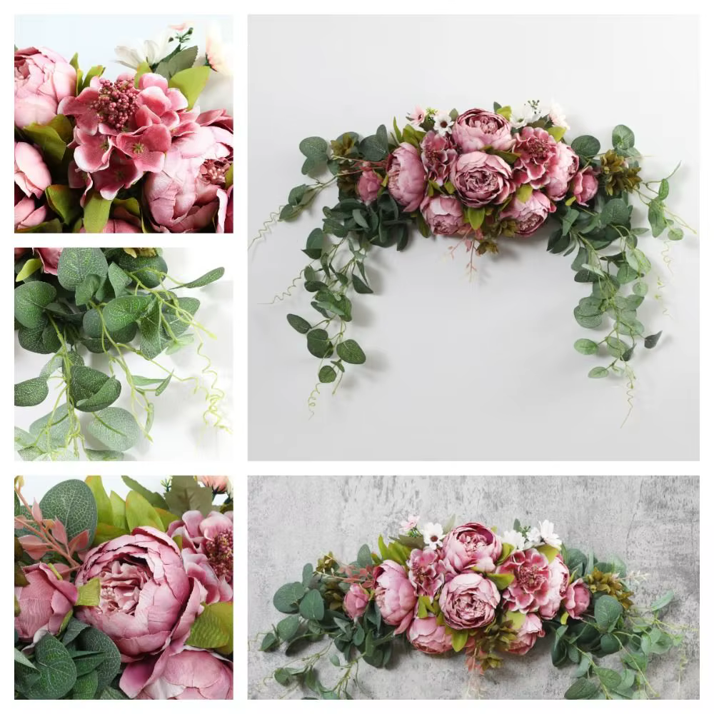 Boho artificiel mariage arc fleurs Eucalyptus guirlande rideaux bricolage