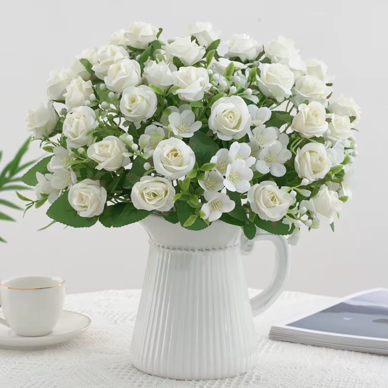 Bouquet d'hortensia de roses artificielles d'aloès vert