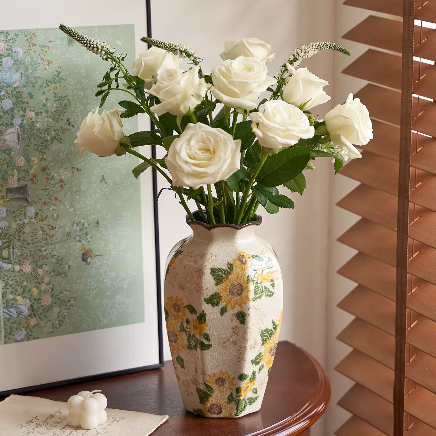 Vases en céramique vintage motif tournesol