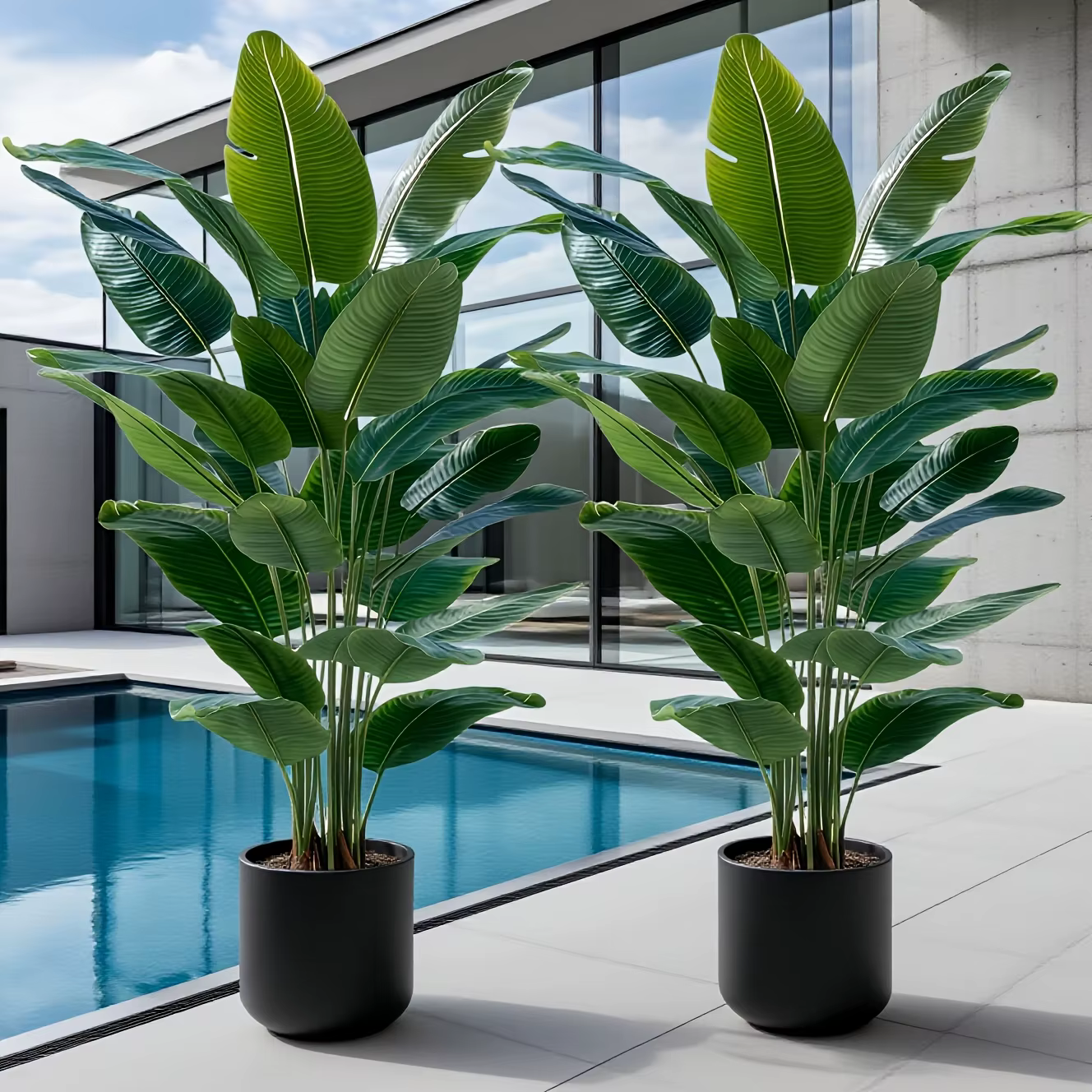 Arbres banane artificiels avec 48 feuilles tropicales réalistes