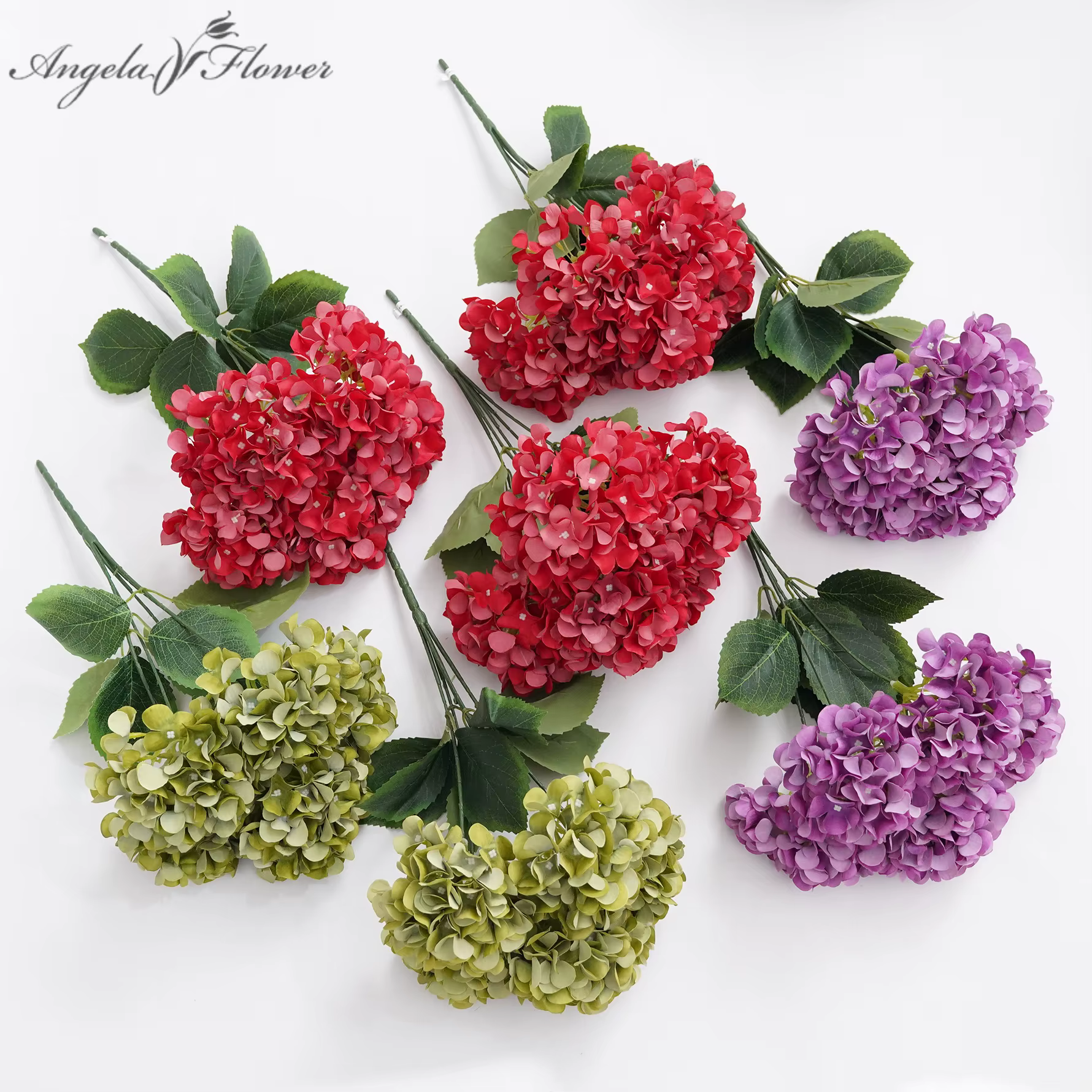 Angela A9991 5 Têtes d'hortensias artificiels pour arrangements floraux de mariage