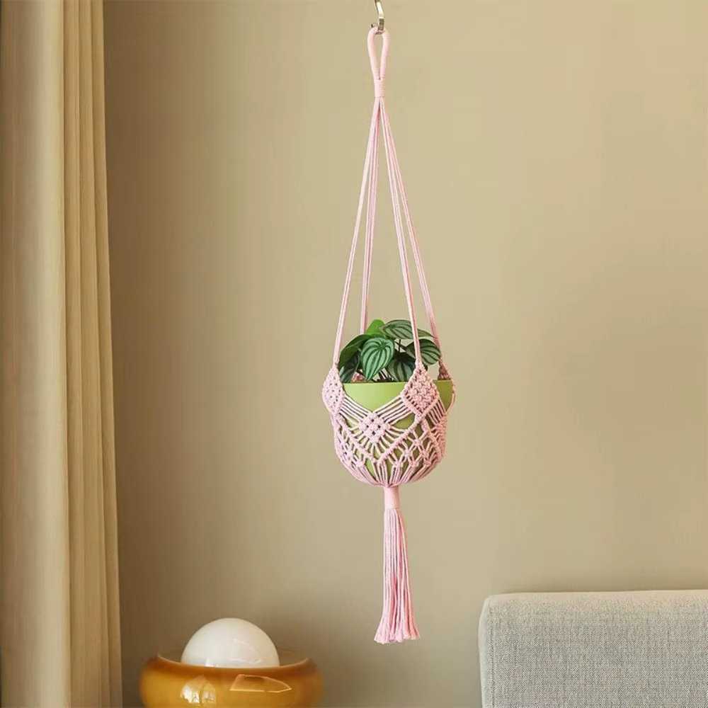 Porte-plante bohème en corde de coton tressée