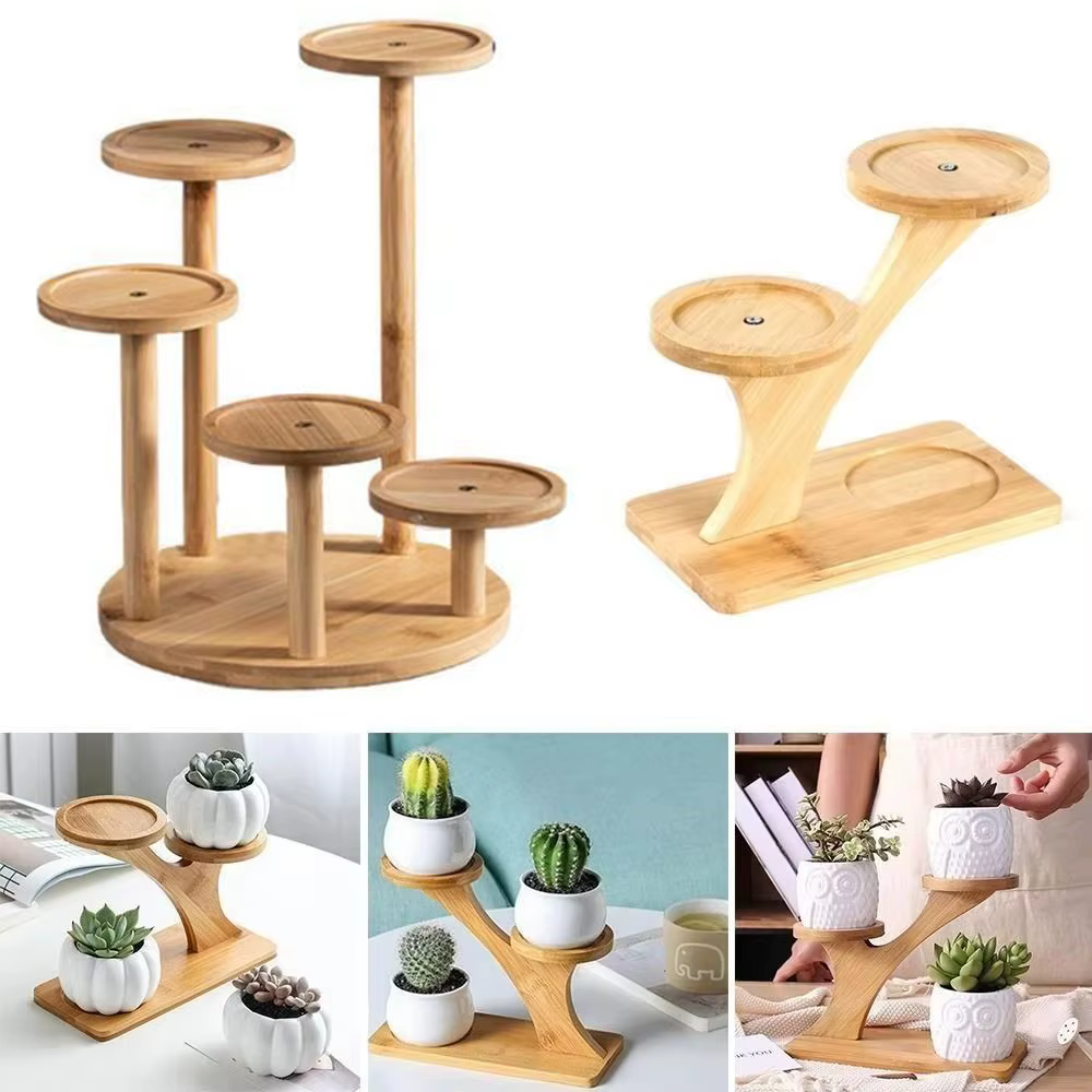Étagère en bambou pour fleurs de bureau
