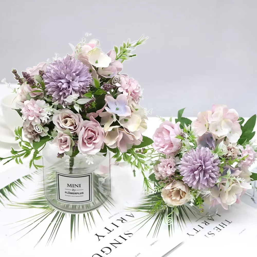 Bouquet de fleurs d'hortensia artificielles à 7 têtes