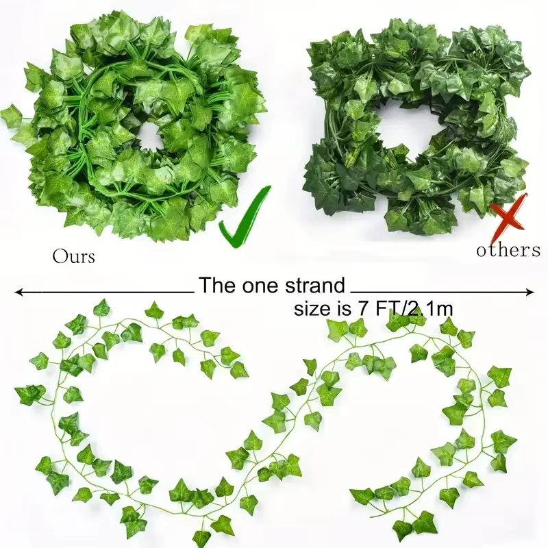 Feuilles de lierre vertes artificielles en rotin