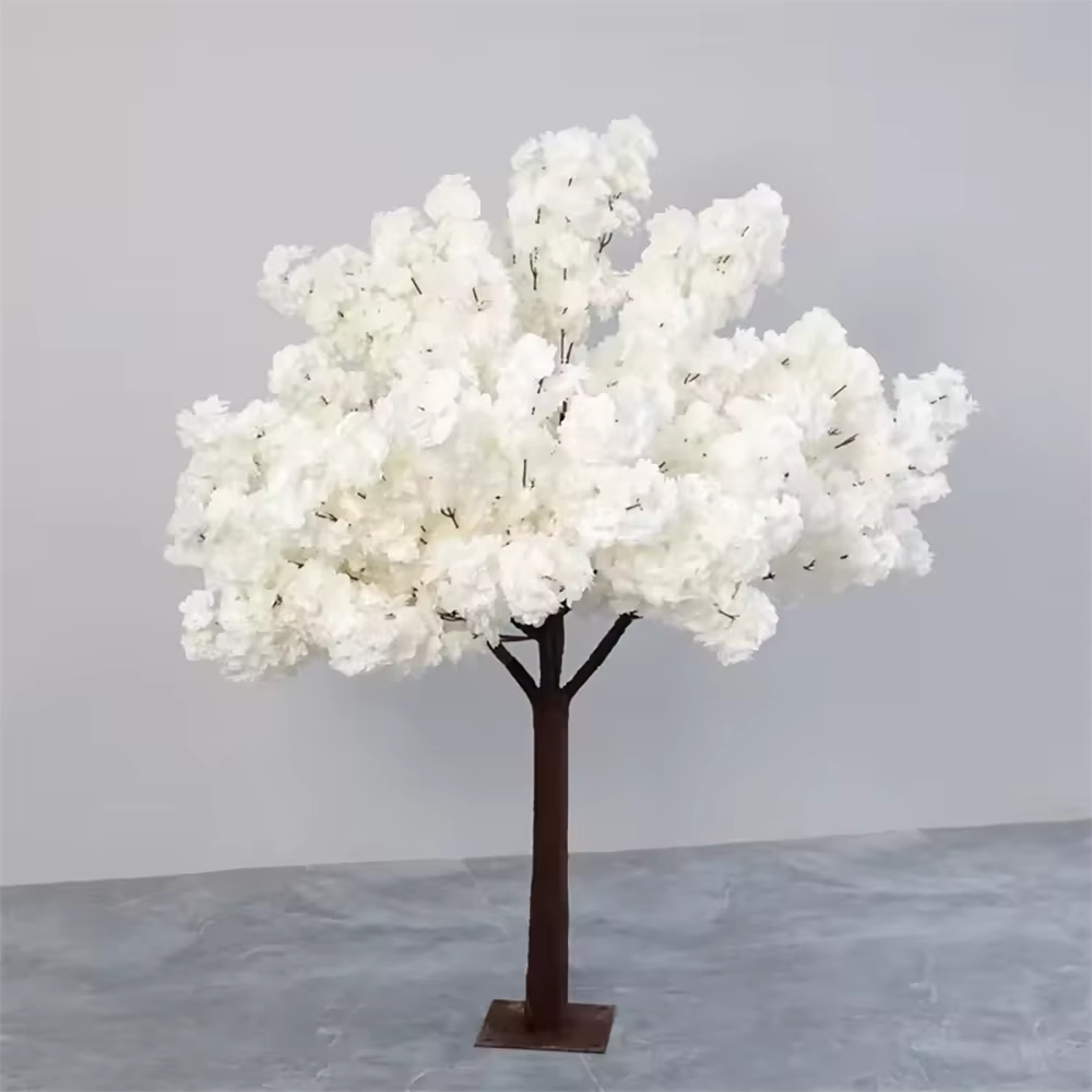 Arbres à fleurs artificielles en soie de couleur blanche