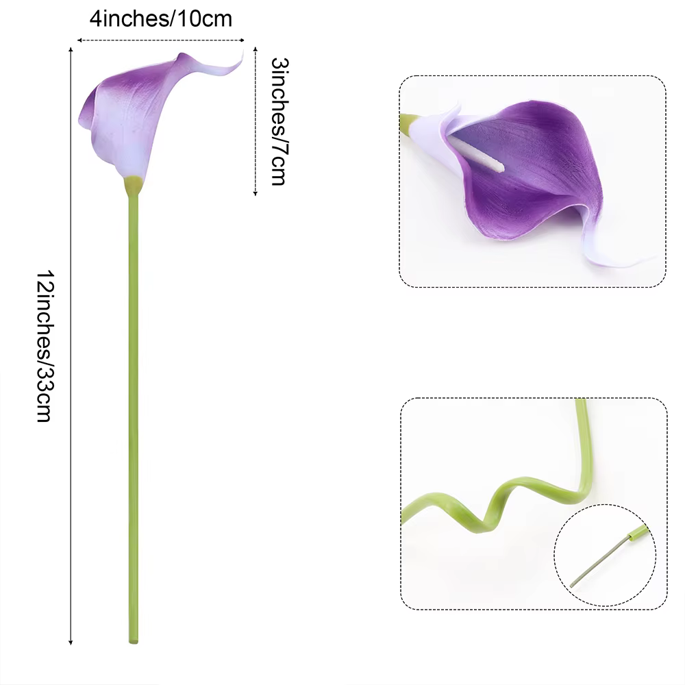 5 pièces fleurs artificielles PU Calla Lily pour la maison chambre décor de bureau cadeau de fête des mères pièce