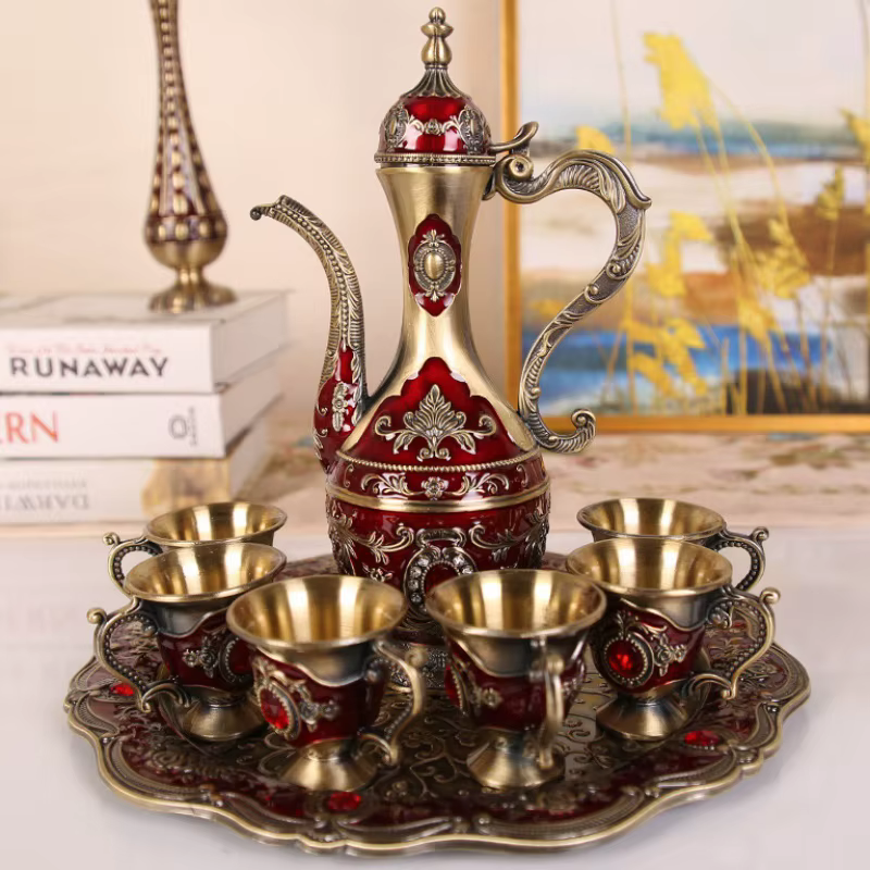 Ensemble de vin européen, ensemble de verres à vin en alliage, verre à vin rouge Vintage, vieux Pot à vin, décoration de salon de maison, 1 ensemble