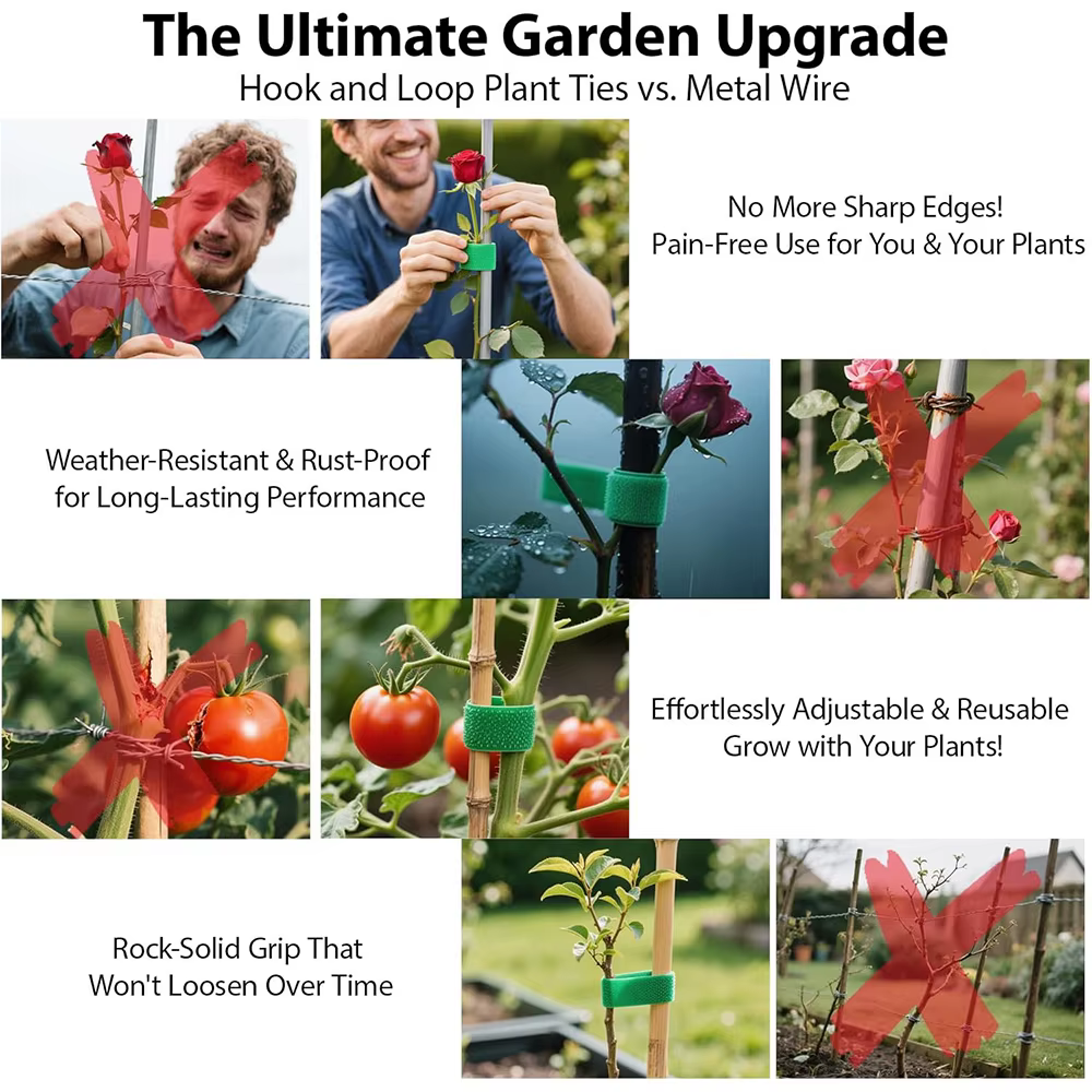 Attaches Réutilisables pour Plantes Grimpantes de 10 m – Sangles en Nylon pour Soutien de Tomates