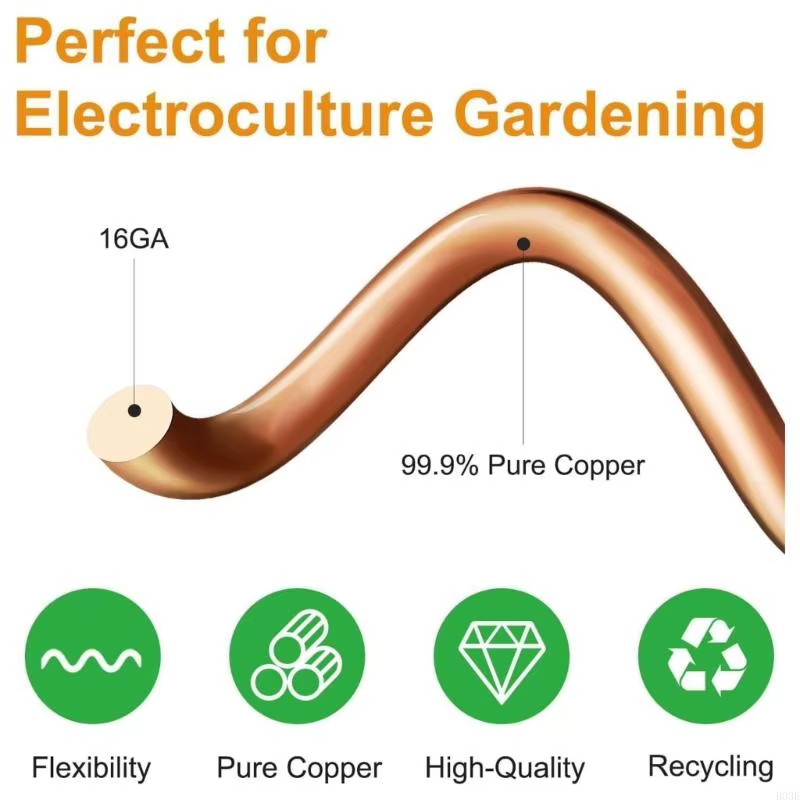 Piquets jardin en cuivre pour améliorer croissance des plantes grâce à technologie d'électroculture, hauteur 30cm